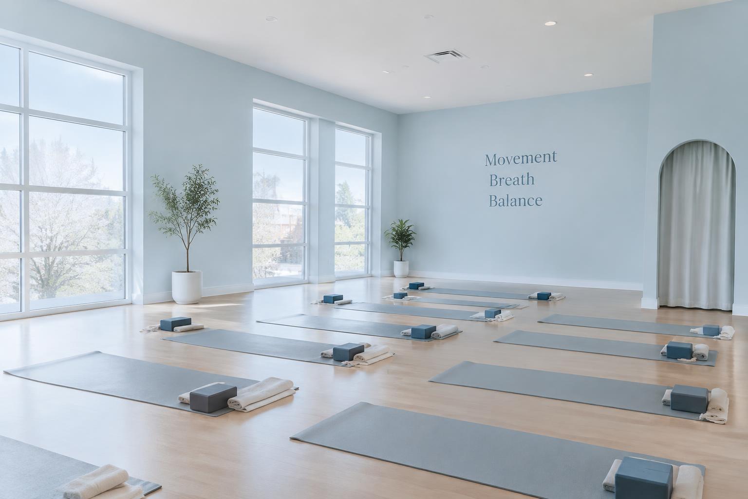 El estudio 77 Wellness listo para una clase